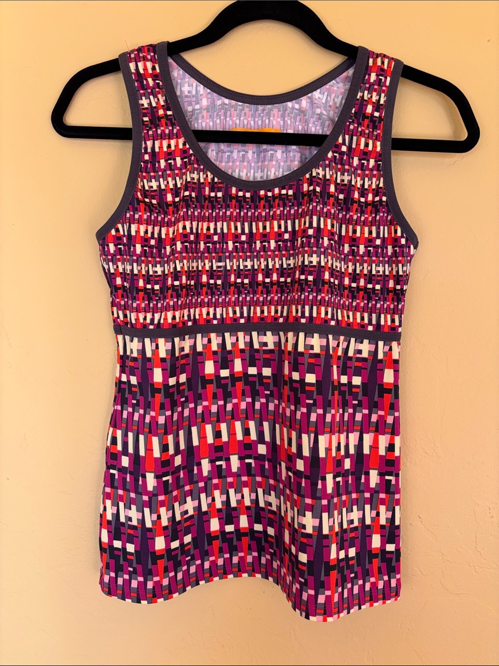 Lucy Geometric Tank Top in Purple, Pink and White